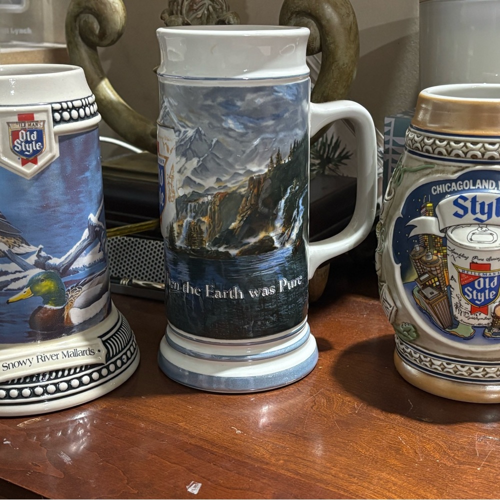 Set of 3 Ceramic Beer Stein Set of 3 - Multicolor